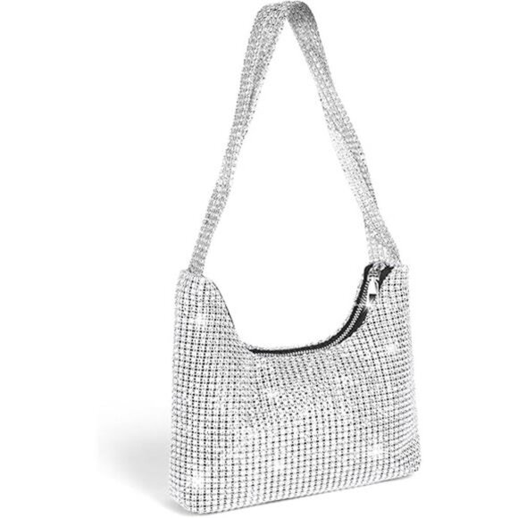 Evening Bag Clutch Purses for Women, Rhinestones Sparkling Detachable Chain - Picture 8 of 8